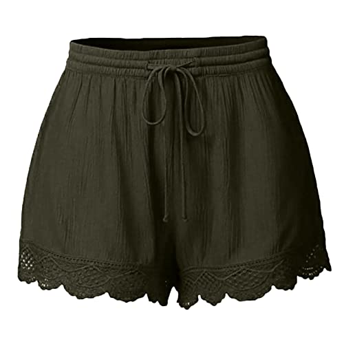 Shorts for Women Trendy 2024 High Waisted Drawstring Lace Hem Wide Leg Shorts Plus Size Loose Fit Casual Summer Shorts