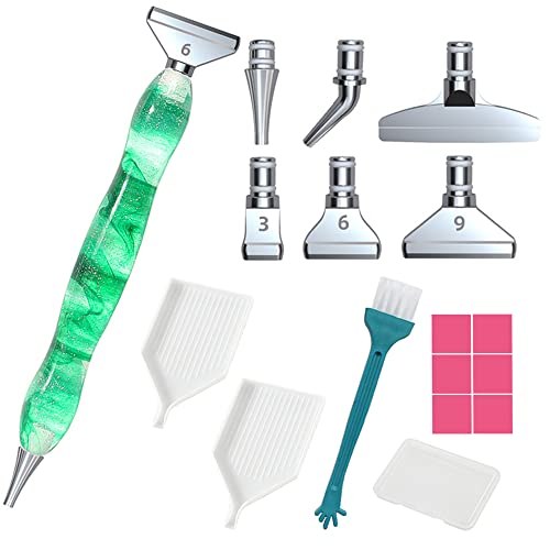 Pybider 15 Stück Diamant Painting Stift Set, 6 Stück exquisite Edelstahl-Metallstiftspitzen für Diamant DIY Kunstzubehör Werkzeuge, Ergonomischer Diamant Bohrstift, bequemeres und schnelleres Bohren Cover