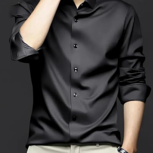 Image of IndoPrimo Men's Stylish Solid Satin Casual Shirt for Men Full Sleeve