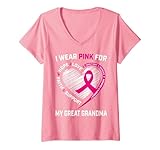 Photo Gallery donna pink ribbon great grandma grafica di consapevolezza del cancro al seno maglietta con collo a v Photo Gallery donna pink ribbon great grandma grafica di consapevolezza del cancro al seno maglietta con collo a v