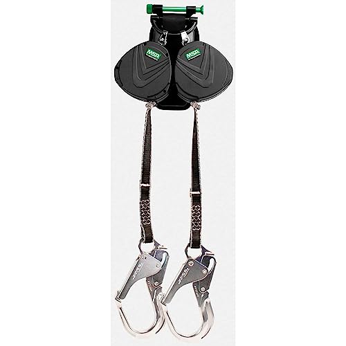 Image of MSA 10192009 V-Edge Leading Edge Personal Fall Limiter - Web, 8' (2.4m), Twin-Leg, AL36CL Snaphooks (2), Locking Pin Harness Connection, Self Retracting Lifeline