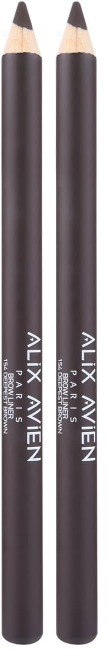 ALIX AVIEN Uzun Süre Kalıcı, Belirginleştirici Şekillendirici Kahve Kaş Kalemi - Brow Liner 154 Deepest Brown (2 paketi)