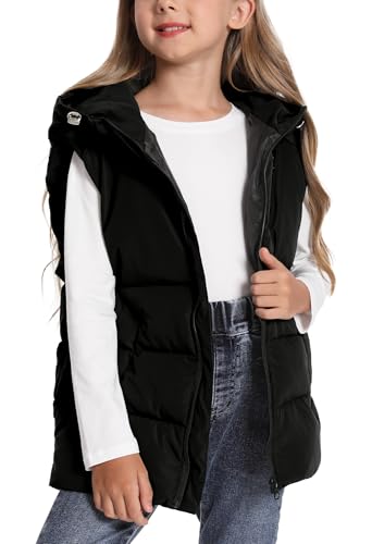 Boys Girls Hooded Puffer Vest Sleeveless Warm Jacket Stand Collar Windproof Coat Soft Quilted Vests 3-11 Years