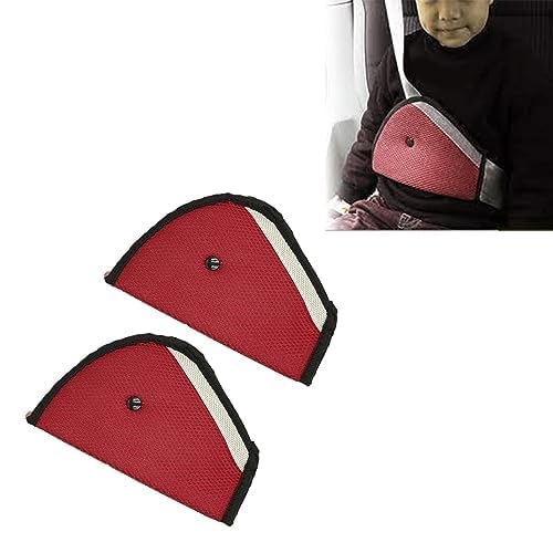 Image of Safe-O-Kid (Pack of 2) Car Safety Seat Belt Holder - Secure Seat Belt Keeper for Car Seat, Prevents Strap Twisting, Protects Neck, and Safeguards Kids from Car Belt Discomfort, Red