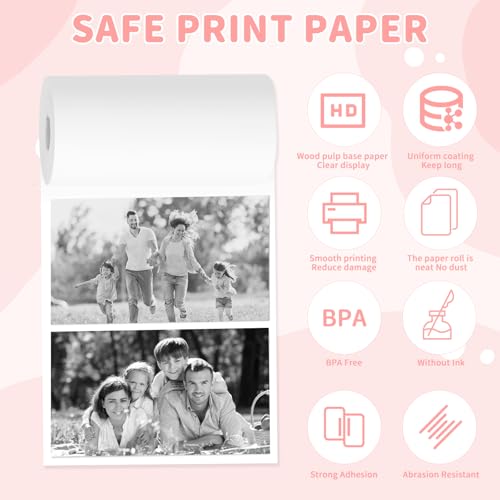 Thermopapier für Kinder Sofortbildkamera - 12 Rollen für Kinderkamera, Nachfülldruckpapier Weiß für Thermodrucker, Scrapbooking, Fotos, Notizen, Etiketten (57mm x 500mm)