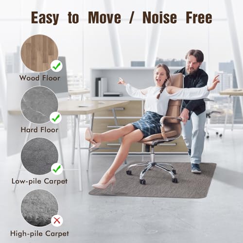 Image of Blvornl Office Chair Mat for Hardwood Floor, 50 inchx 63 inch Desk Chair Mat for Hard Wood, Large Anti-Slip Hard Floor Protector Rolling Chair Mat, PVC Mat Desk Rug for Office Home, Dark Grey