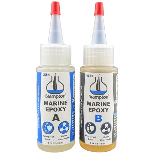 Brampton Marine Epoxy 5-Min Work Life 1 Hour Full Cure Extra Strength Waterproof Chemical-Resistant Ideal Boat Accessories for Any Wet Surfaces Easy 1:1 Mix 4 oz