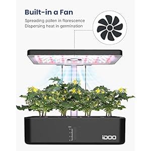 Idoo hydroponics growing system kit 12pods gardening gifts for women mom indoor herb garden with led grow light built in fan auto timer adjustable height up to 113 12pods black  urban country home decor