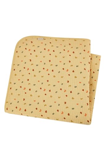 Coperta per neonati in mussola e leone in leggera con grazioso motivo all-over perfetta per e bambini piccoli 120 x 120 cm ocra