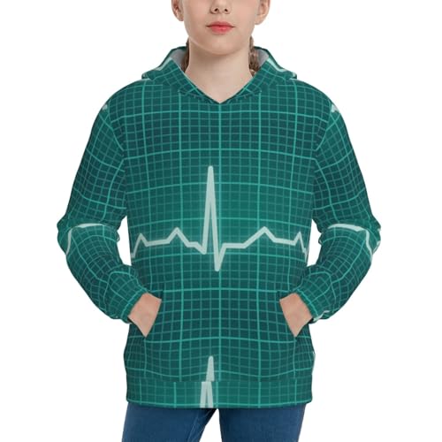 ECG Wave Kid Hoodies Boys Sweatshirts Girls Pullover with Pocket