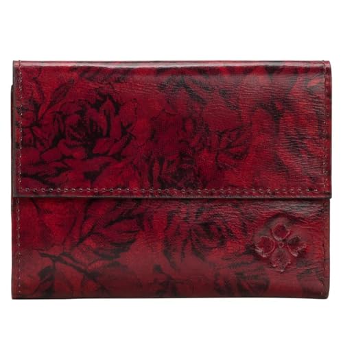 Patricia Nash Woodstock Leather Frame Tri-fold Wallet with RFID Protection - Etched Rose -