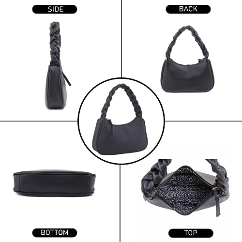 Image of Emperia Braided Top Handle Shoulder Bag For Women, Trendy Designer Small Hobo Tote Handbag