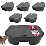 Exterminators Choice Mouse Bait Station Kit - Heavy-Duty Indoor & Outdoor Use - Bait Stations for Yard - Secure Key-Lock Design - Pack of 6, 1 Key, Black, 4.75in x 3.5in x 1.25in