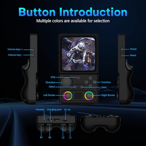 Image of R36TMAX Retro Handheld Game Console, Retro Gaming Console with 4.0 Inch 720x720 IPS Screen, Portable Handheld Linux System, 4000mAh Battery (Dark Black-128GB)