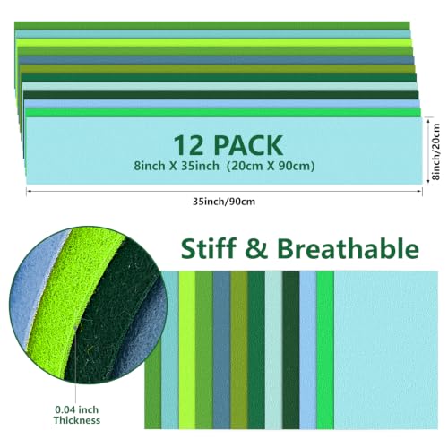 Image of 12 Rolls 8 inchx35 inch Large Stiff Felt Sheets, 1mm Felt Fabric Sheet for Crafts