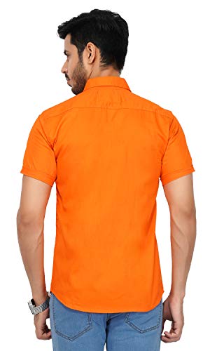 Image of U-TURN Men's Cotton Solid Half Sleeve Shirt