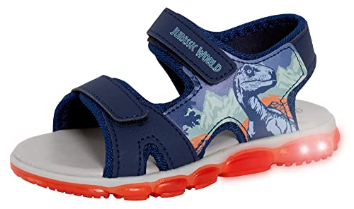 Jurassic World Sandalias deportivas iluminadas para niños Dino punta abierta Easy Fasten Kids...