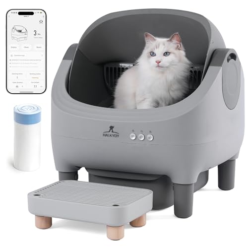 Upgraded Automatic Litter Box Self Cleaning, with Raised Step, Od...