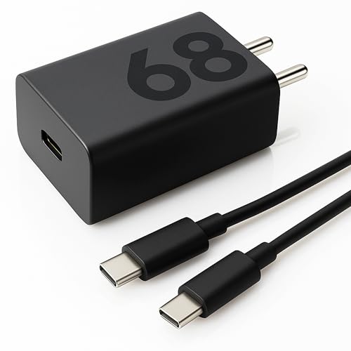 Image of Motorola 68W Turbopower Charger Compatible with Motorola Edge 60 Pro, Moto 60 Fusion, 60, 50 Fusion, G85, Razr 60, 60 Ultra, Edge 50, G35, G64, Edge 50 neo, G54, 40, Tablet | 68 W Quick Charge, Black