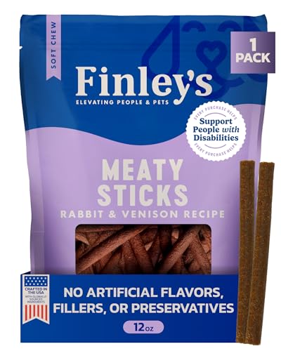 Finleys Rabbit Venison Meaty Sticks Dog Treats 12oz 1 Pack