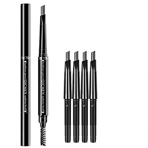 Meifen fashion durable waterproof automatic rotating eyebrow pencil, 1 + 4 replaceable refills, 5 colors optiona (gray)