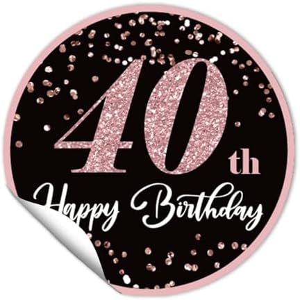 REWIDPARTY 1.5 Inch Round 40th Birthday Stickers（80 Pieces） Rose ...