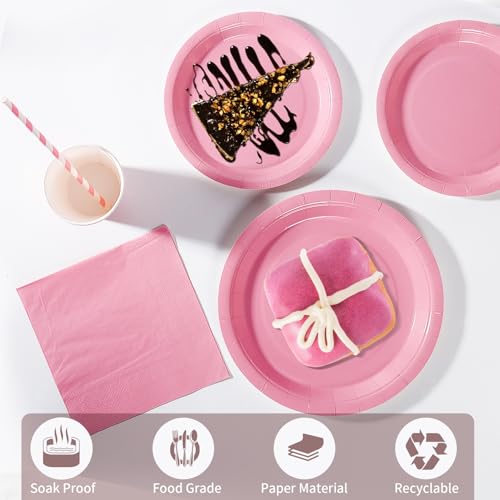 Miniatura 3 de Pyaili 121 Piezas Rosa Claro Vajilla Fiesta Cumpleaños, Platos Y Vaso Cumpleaños Infantil, Set De Party Decoración Platos Servilletas Para Navidad, Barbacoas, Fiestas -24 Invitado