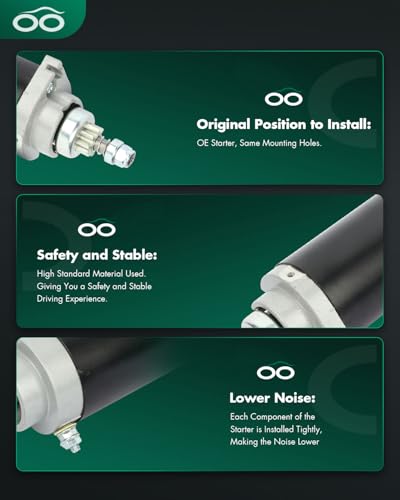 Image of SCITOO Starter Motor 5389N SAB0015 for Mariner Engines-Marine Outboard 135CXL 135ELPTO 135EXLPTO 135L 135XL 150 for Magnum EFI 150 150CXL 150CXL EFI 150CXL Saltwater ‎12 Volt CCW 8-Tooth Pinion