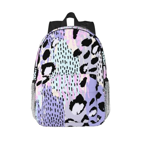 Beynepe Backpack, Purple Leopard, Modern