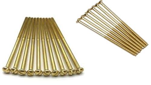 Pack of 10 Electrical Screws 75mm Brass M3.5 Thread Diameter Raised Slotted Head Long Screw for Socket Switch Plate Sockets Outlet Cover Electric Panel Fixings DIY Projects