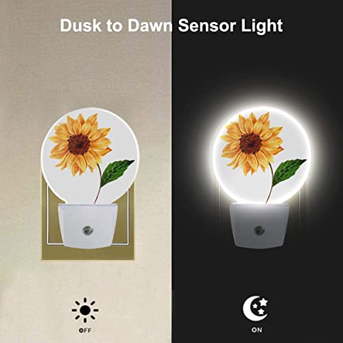 Image of EKOBLA Sunflower Night Light, Bright Yellow Floral Night Lights Plug Into Wall with Dusk to Dawn Sensor for Women Girls