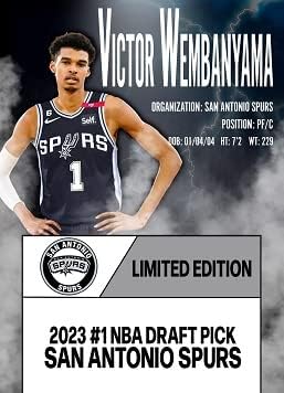 Miniatura 2 de 2023#1 NBA Draft Pick VICTOR WEMBANYAMA Custom Made Basketball Novelty Rookie Card - San Antonio Spurs - (Unbranded Novelty Card)