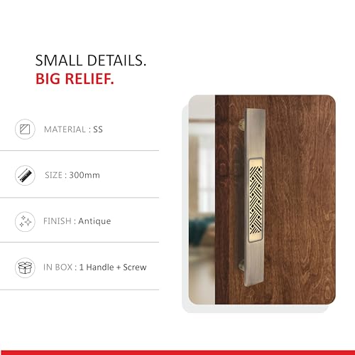 Image of COMPASS Main Door Handle | Door Handles for Main Door | Pull Handles for All The Doors of House | Office | Hotels, Antique Finish (PH-R180, 12 Inch)