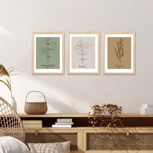 Image of kotart Kitchen Herbs Digital Painting for Restaurant Wall Decoration - Minimal Cooking Art Prints Living Room Bedroom Office Decor (14X20 Inch, F) Pack of 6