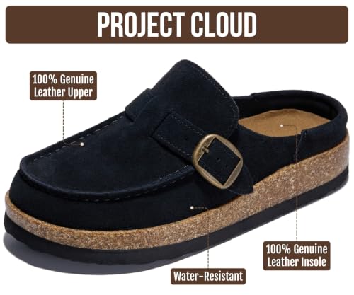 Image of Project Cloud 100% Genuine Leather Moccasin Style Clogs for Women (Carline) | Memory Foam Insole for Comfortability; Non-Slip and Durable Womens Clogs; Lightweight and Water-Resistant Mules for Women