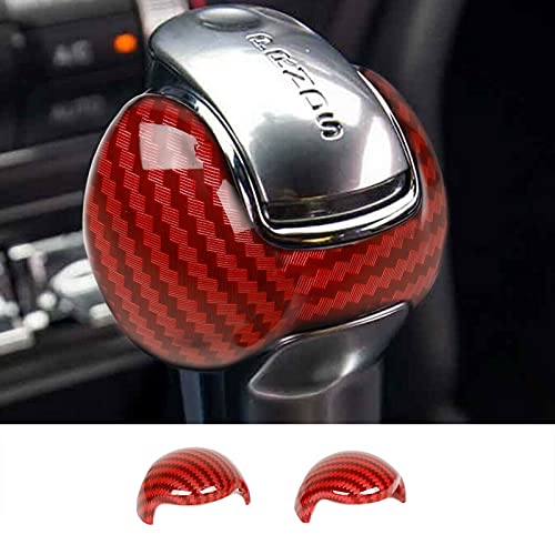 JeCar Carbon Fiber Interior Gear Shift Knob Trim Cover for Ford Mustang 2015-2019 (Red Carbon Fiber)