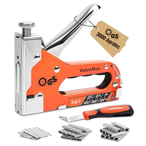 ValueMax Agrafeuse Murale Multifonction 3 en 1 avec 3000 Agrafes, Agrafeuse Manuelle Adaptée aux Agrafes de Type 140, 28, 8, Idéal pour Tapisserie, Matériel de Fixation, Décoration, Menuiserie