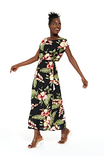 Image of Family Matching Hawaiian Clothes, Black Rafelsia | Lightweight 100% rayon • Family matching outfits • Beach vacations • Luaus • Cruises • Family photos