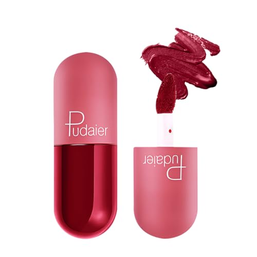 Image of Multibrite Mini Capsule Lip Glaze Women Matte Liquid Lip Gloss Beauty Glaze Waterproof Long-Lasting Non-Stick Smooth Lipstick (Cherry Red 916)