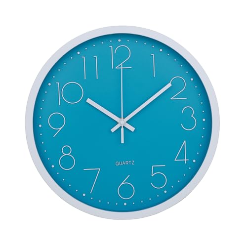 Image of Kuber Industries Wall Clock | Fancy Watch Wall Clocks | Office Wall Clock | Clock for Living Room | Clock for Bedroom | Clock for Hall | Machinery-Quartz | 12 Inch | 2019-Sky Blue