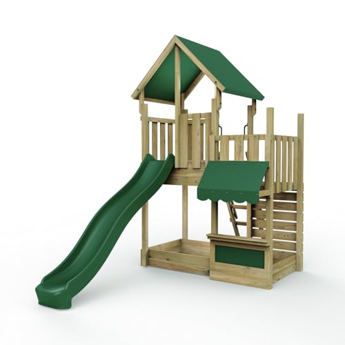 Rebo® Modular Wooden Climbing Frame Adventure Playset - M3 / M4 | OutdoorToys | Kids' Outdoor Wooden Garden Play Equipment, Children's Jungle Gym