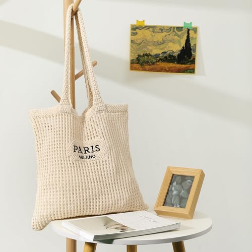 Image of Trifabricy Beach Bags for Women, Woven Straw Tote Bags,Large Beach Bag, Weaving Swim Shopping Travel Bag Waterproof