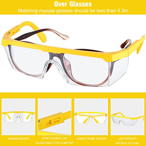 Kigeli 20 Pairs Safety Goggles Over Glasses Lab Goggles Anti Fog Scratch Adult Protective Eyewear For Classroom Work (Yellow) #TOP2
