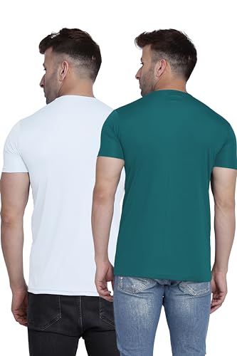 Image of TQH Men Dri Fit Polyester Half Sleeve Round Neck Multicolor t Shirts - Combo Set of 2