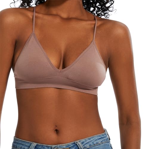 Image of Seamless Bra for Women Low Back Bralette Wirefree Spaghetti Bra with Padded Removeable