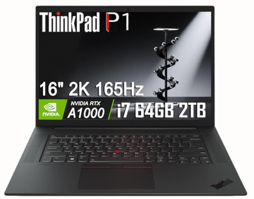 Lenovo ThinkPad P1 Mobile Workstation Laptop (16' 2K 165Hz, Intel 14-Core i7-13800H, 64GB DDR5, 2TB SSD, NVIDIA RTX A1000 6GB) 2 x Thunderbolt 4, Backlit, Fingerprint, FHD IR Webcam, Win 11 Pro