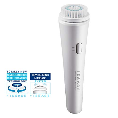 ISSAGE INTELLIGENT - Cepillo Limpieza Facial Eléctrico 2en1 Limpiador de Poros. Cepillo Limpiador Facial doble Rotación, Cepillo Exfoliante limpieza profunda IPX7, Cepillo giratorio limpieza facial.