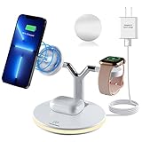 PloutoRich 3 in 1 Mag-Safe Charger, Fast Charging Station for iPhone13/12/11/Mini/Pro/Pro...