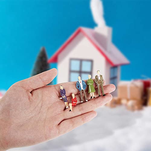 Kasyat Mini Figurines 1:50 Scale Model Trains Architectural Painted People Figures Tiny Plastic Miniature Figurines Toy Sitting Standing People for Miniature Scenes (30 Pcs)