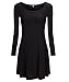 AZOT Women's Long Sleeve Casual Swing T-Shirt Loose Dress Knee Length Dresses
